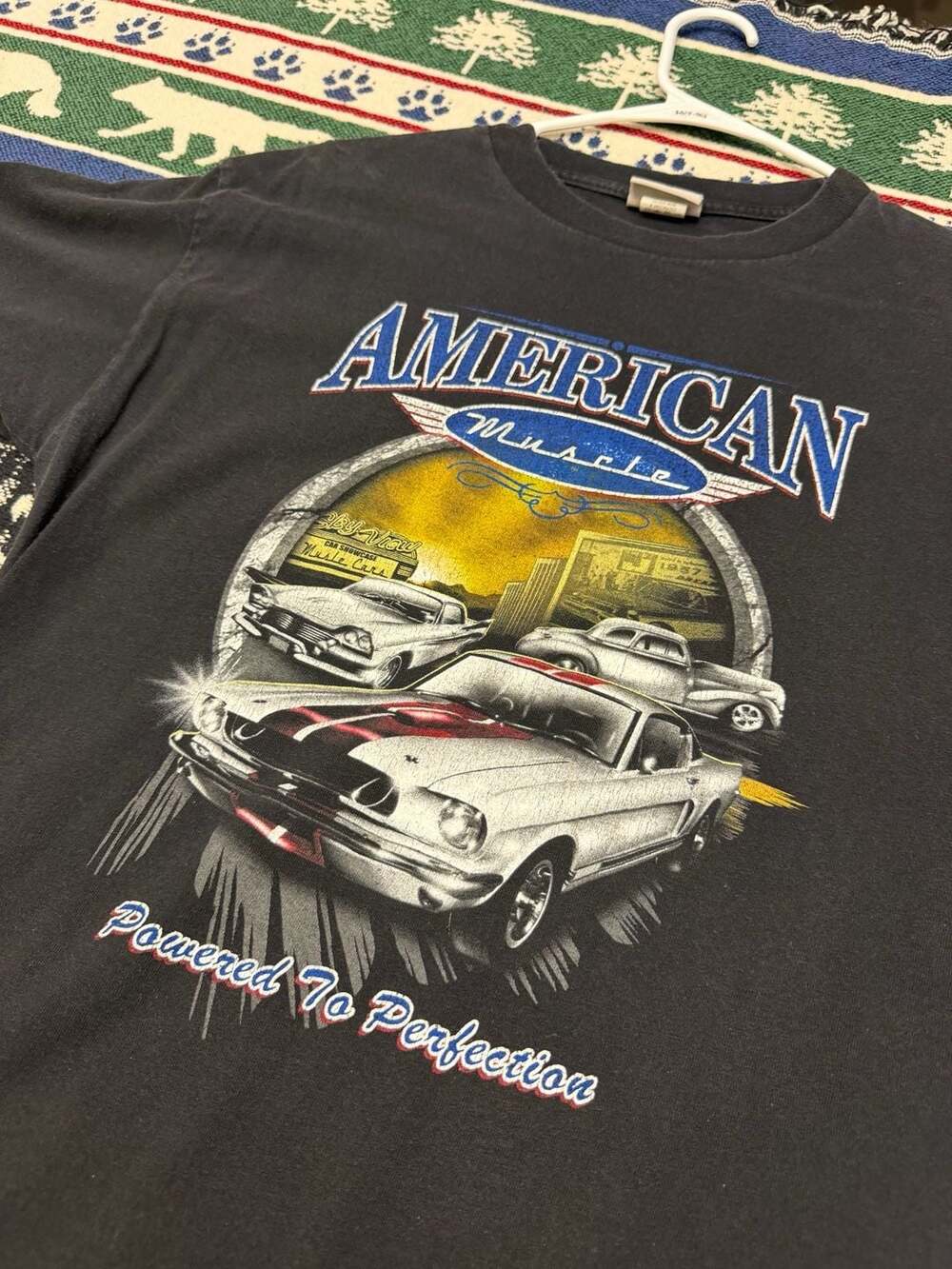 National Heritage American Muscle Powered to Perfection Graphic T-Shirt Medium